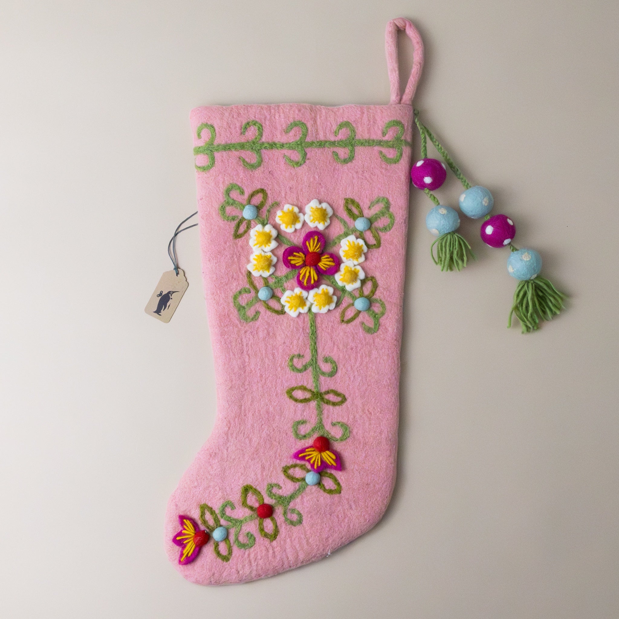 Felted-Meadow-Stocking-Blush-with-green-pink-yellow-and-blue-embroidered-detailed