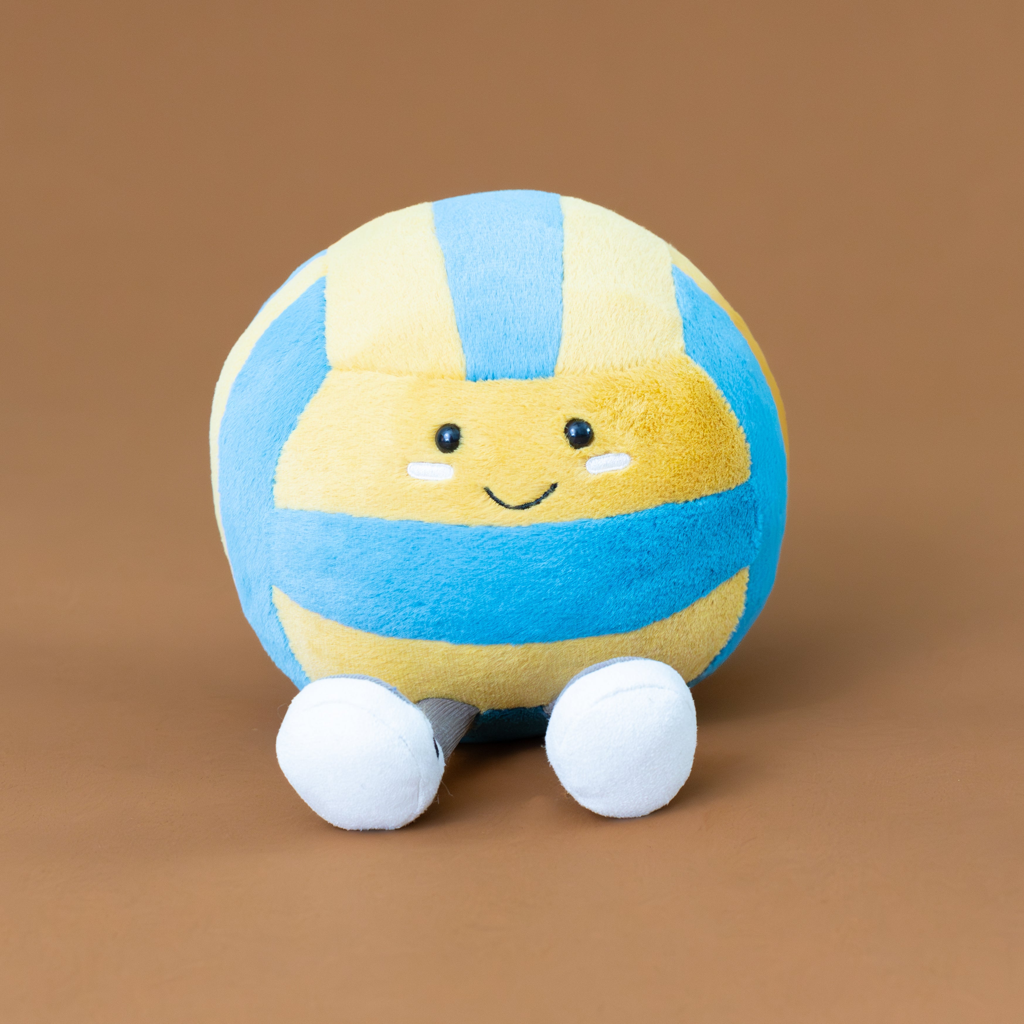 blue-yellow-striped-amuseable-sports-beach-volleyball-stuffed-toy-with-feet