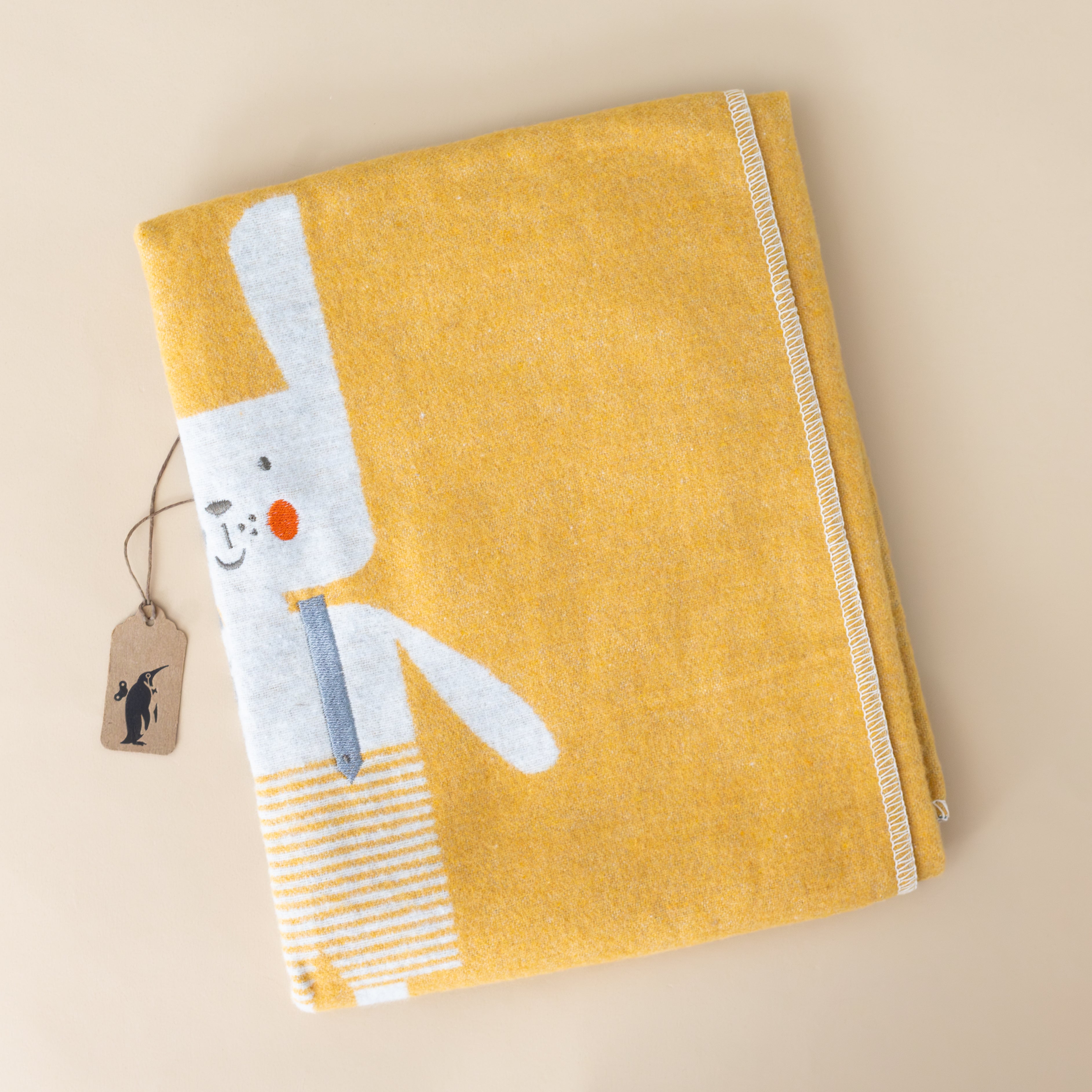 baby-blanket-embroidered-bunny-ochre-with-stiped-shorts-and-rosy-cheeks