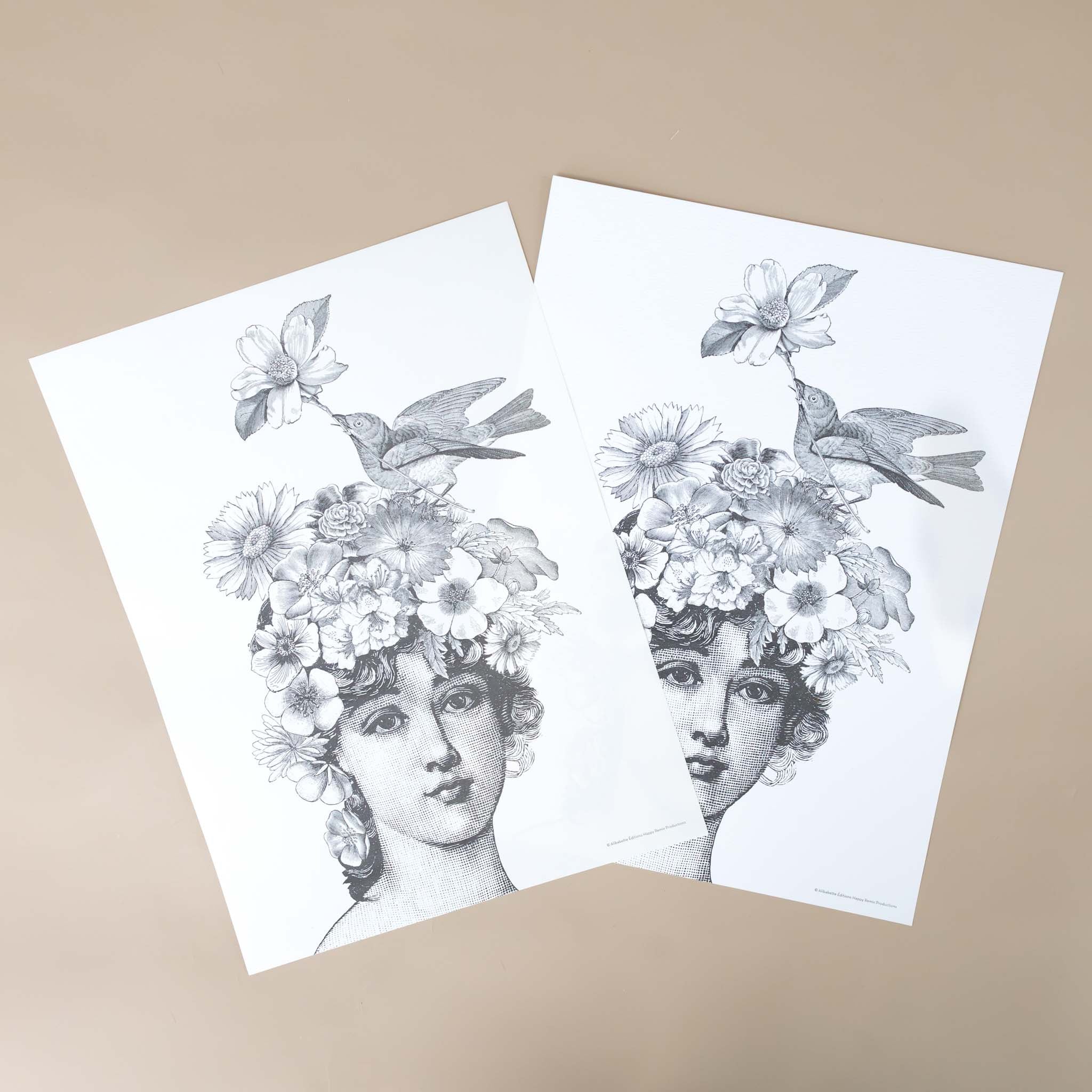 color-your-own-engraving-flora-lovely-face-with-crown-of-flowers-and-bird-test-and-final-image