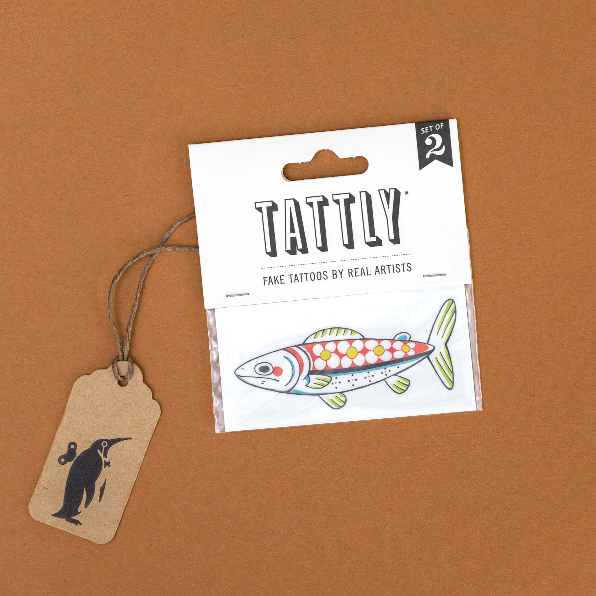 Daisy Fish Temporary Tattoo Pair