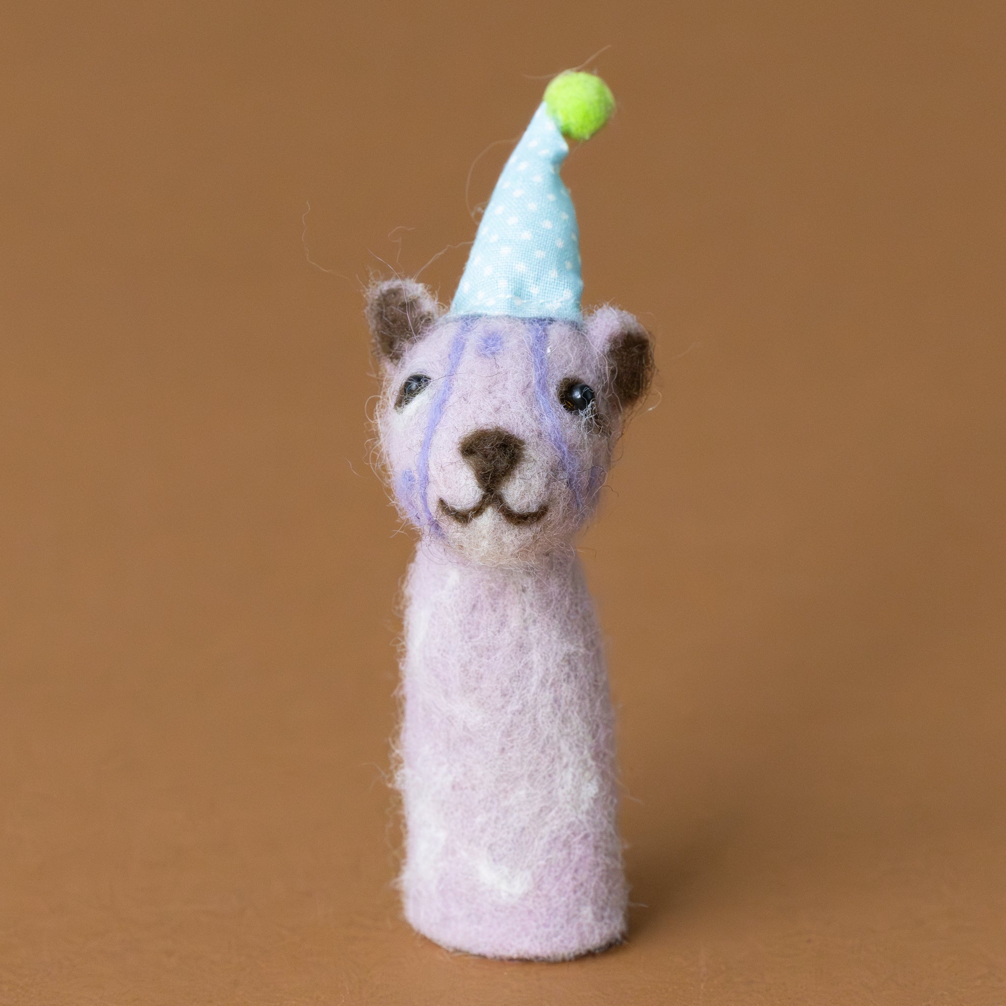 felt-party-hat-animal-finger-puppet--lavender-cheetah