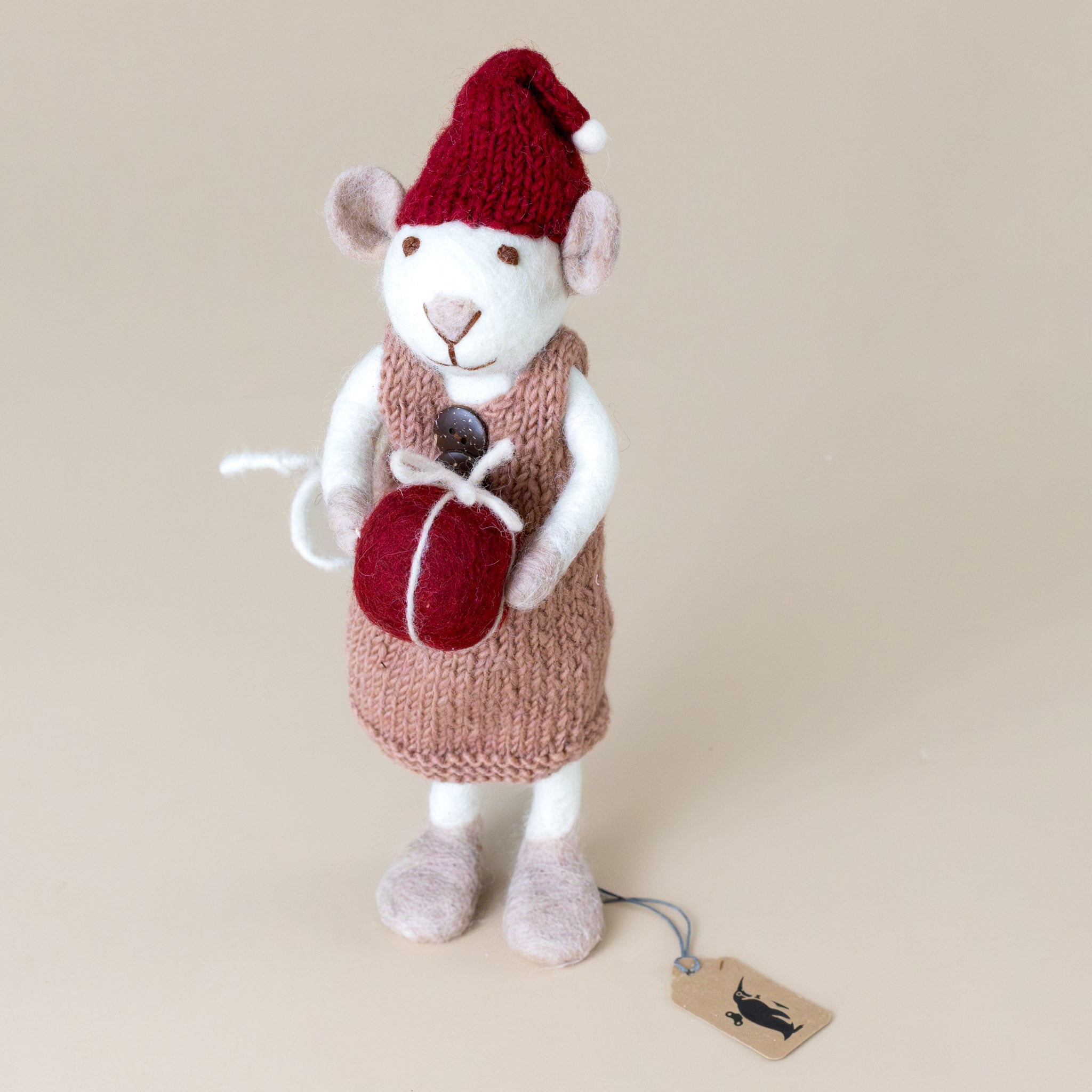 felted-white-mouse-mauve-dress-with-red-present