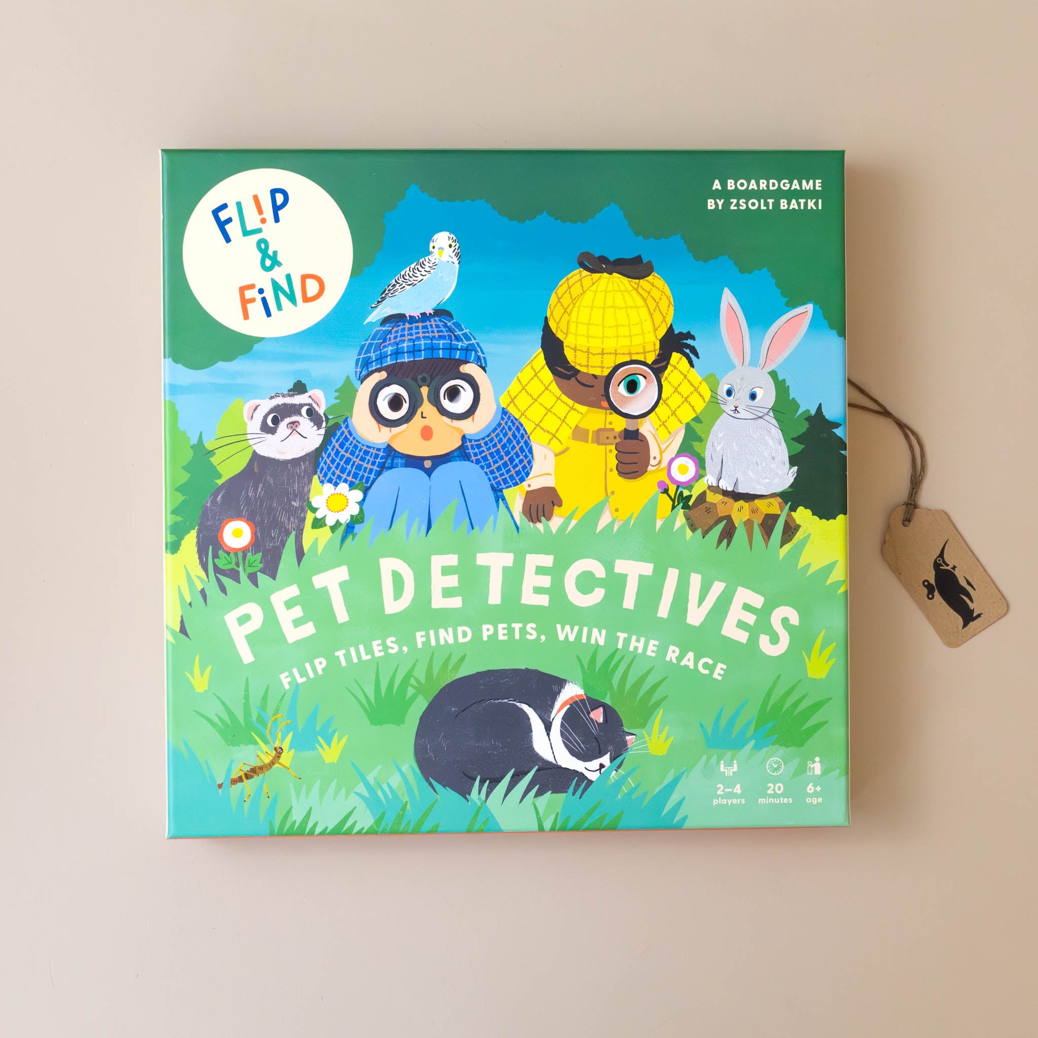 flip-and-find-pet-detective-game-green-box-with-dectective-children-and-birds-cats-and-rabbits