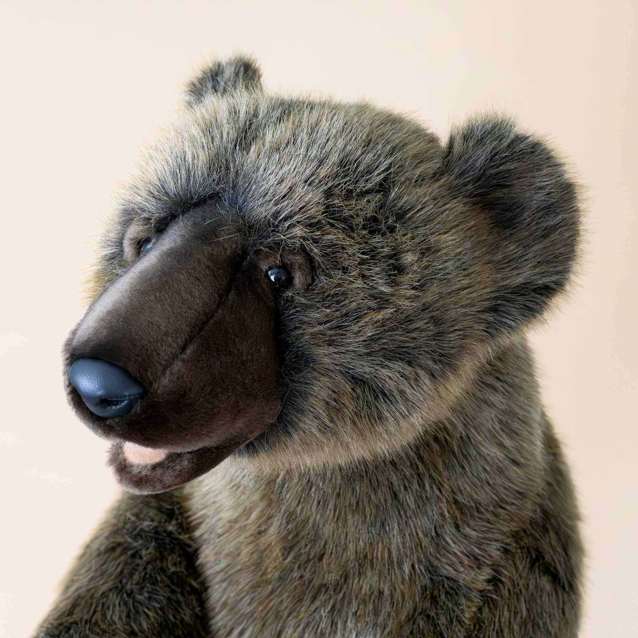 grizzly-bear-standing-small-with-wrapped-arms-and-bark-colored-fur-face-with-brown-snout-black-nose-bright-eyes-and-open-mouth-stuffed-animal