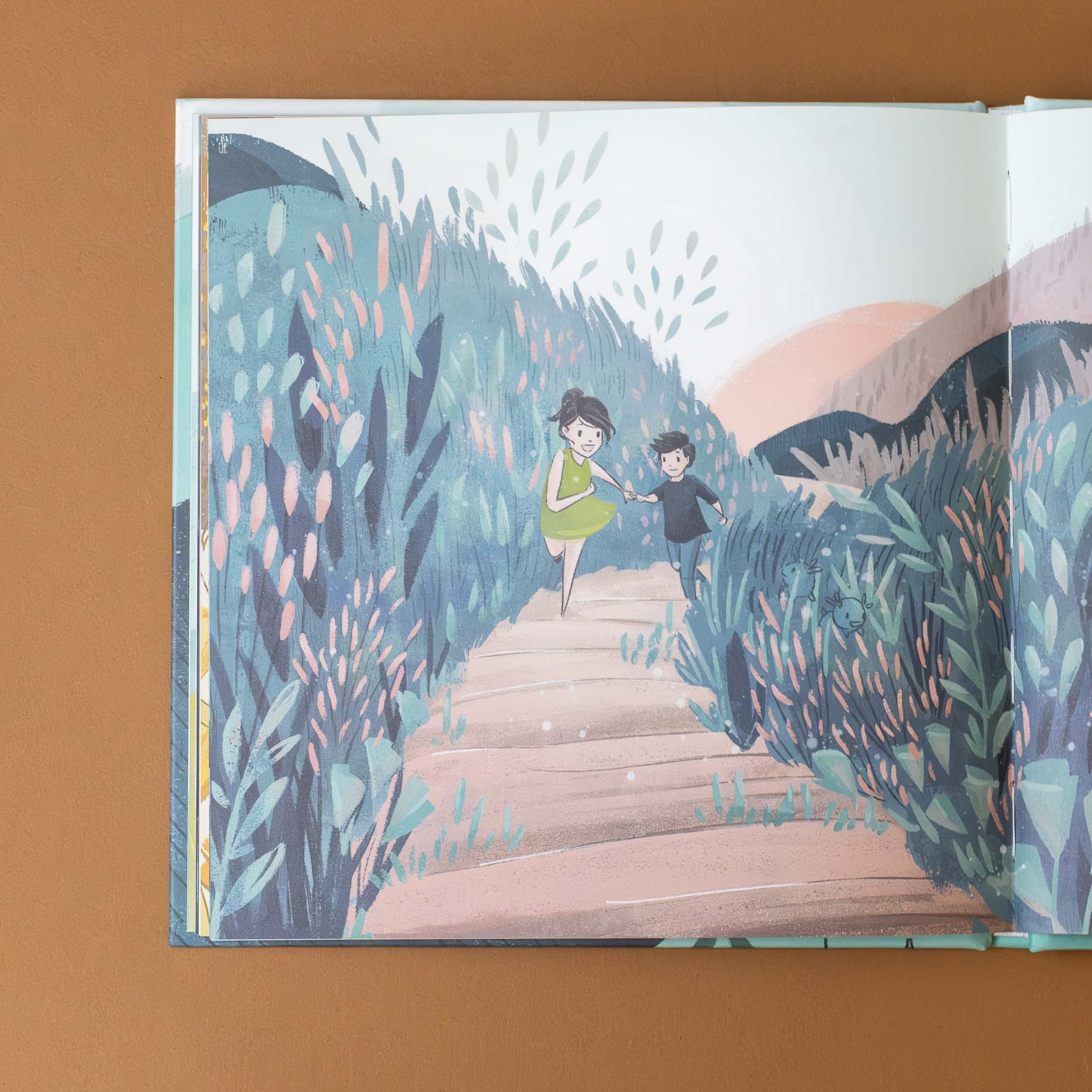 interior-page-illustartion-with-two-children-running-along-a-garden-path