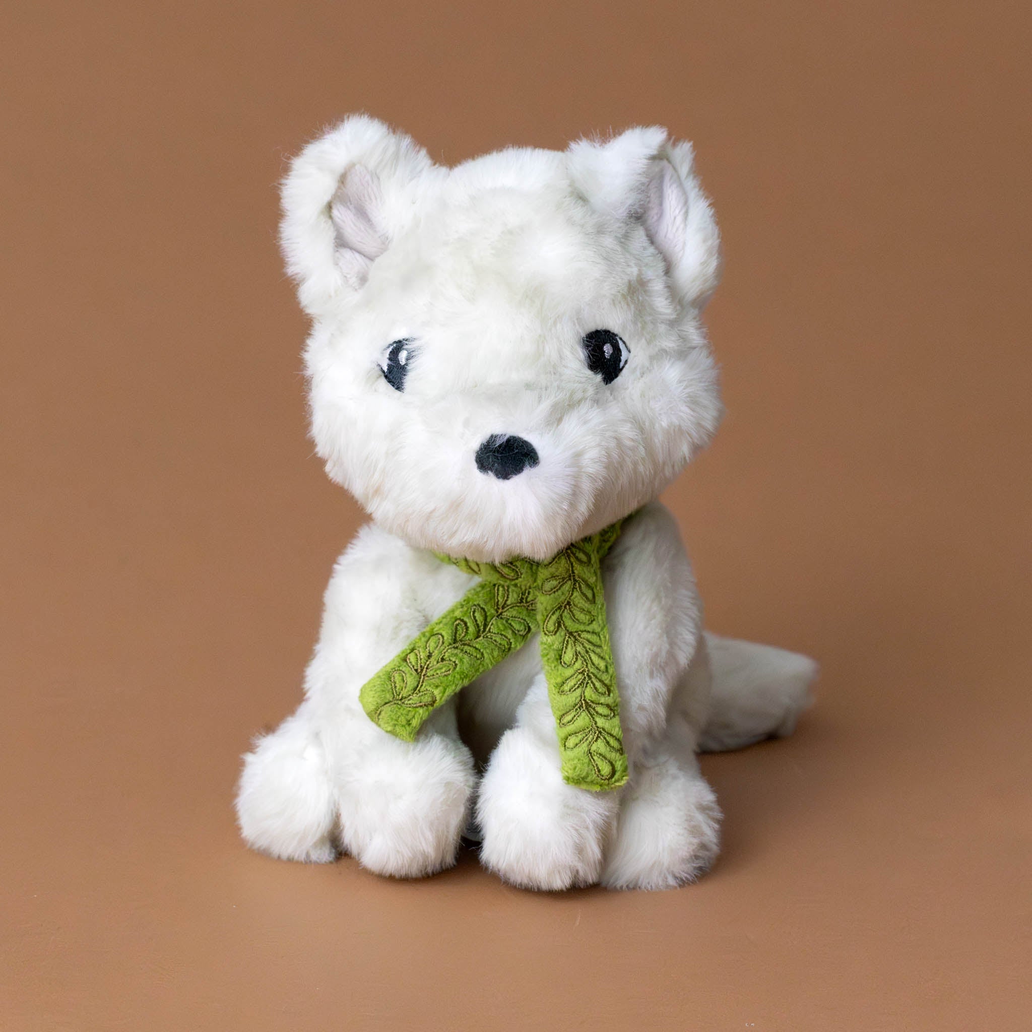 little-plush-white-arctic-fox-stuffed-animal-with-green-scarf