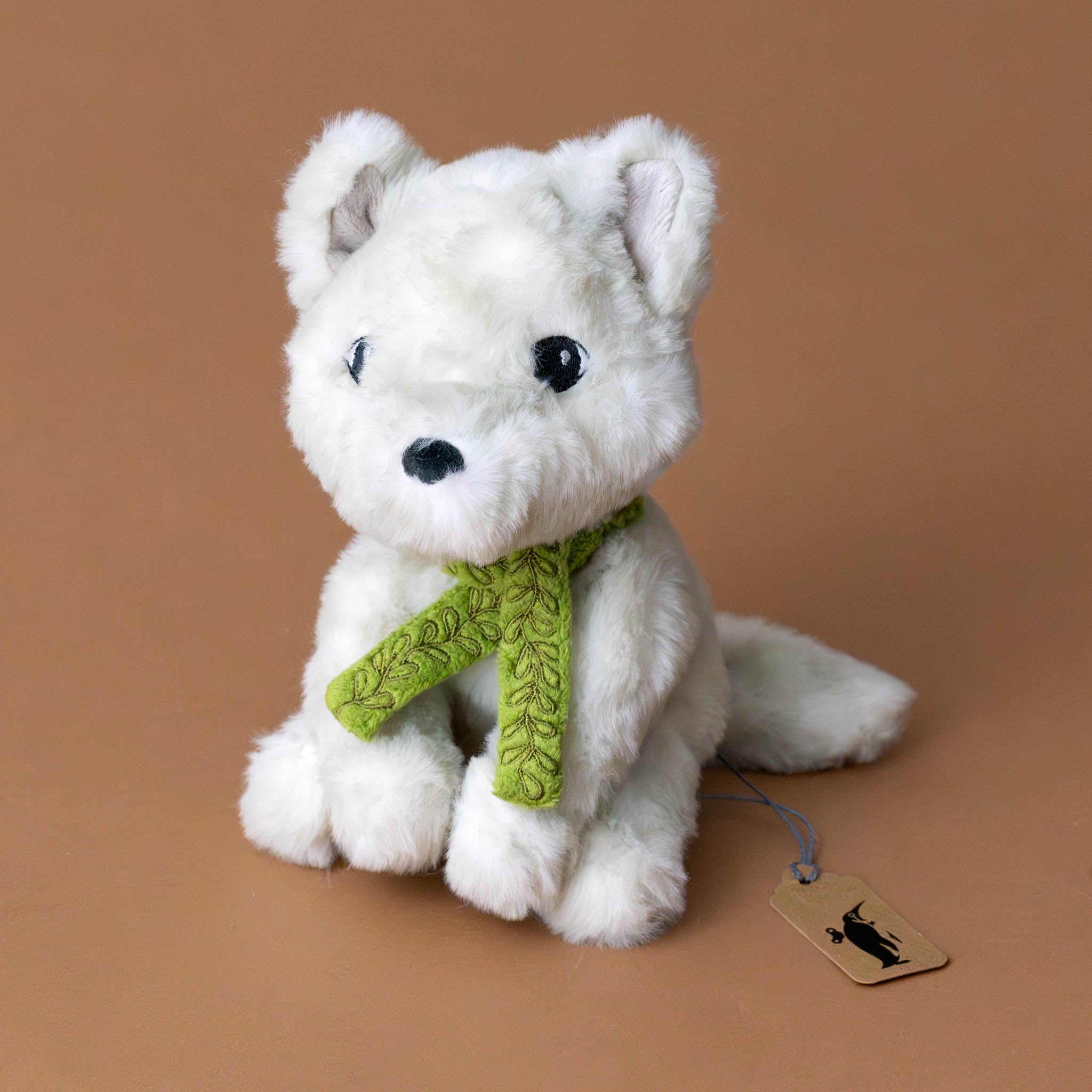 little-plush-white-arctic-fox-stuffed-animal-with-green-scarf