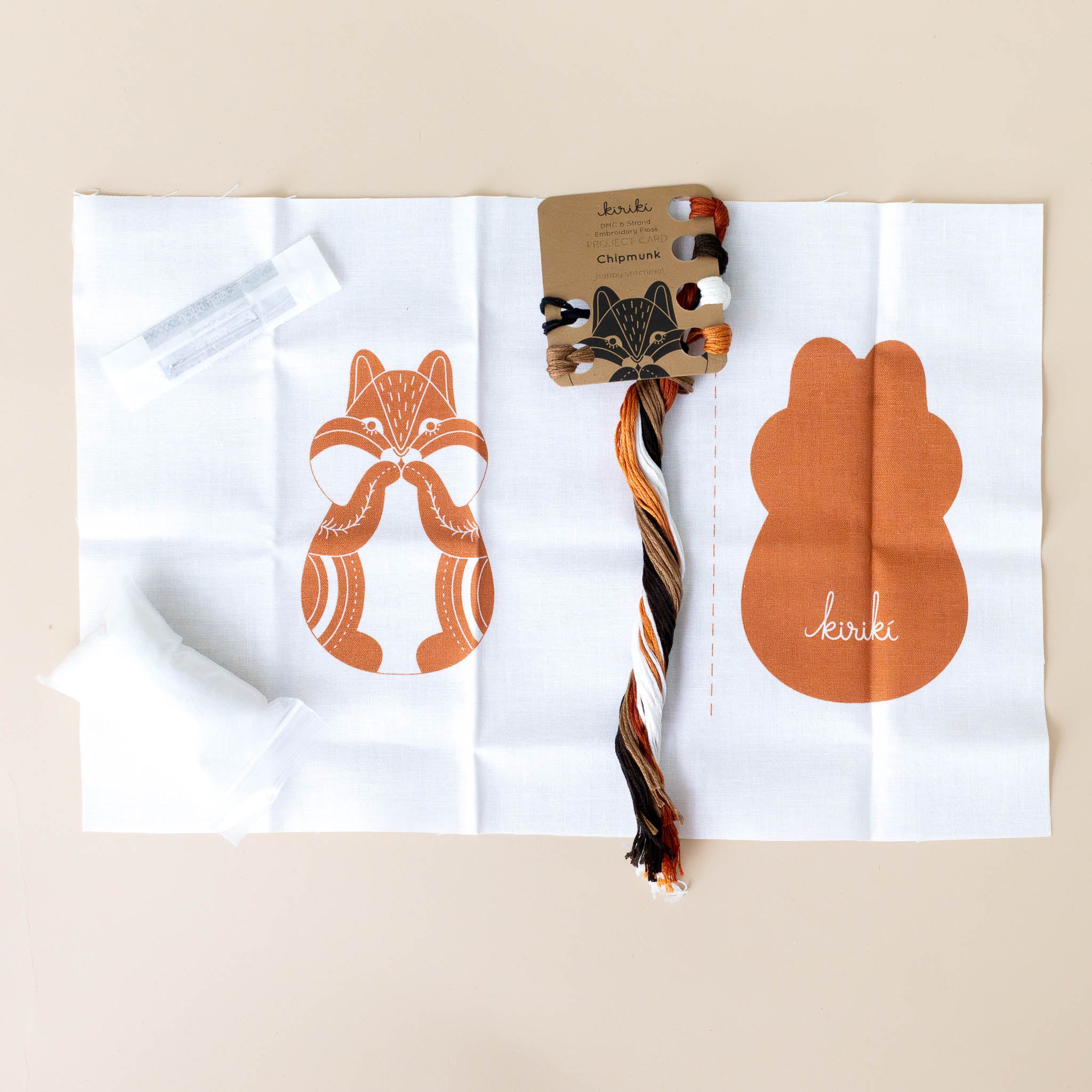 make-your-own-embroidered-animal-kit-chipmunk-threads-pattern-needle-and-stuffing