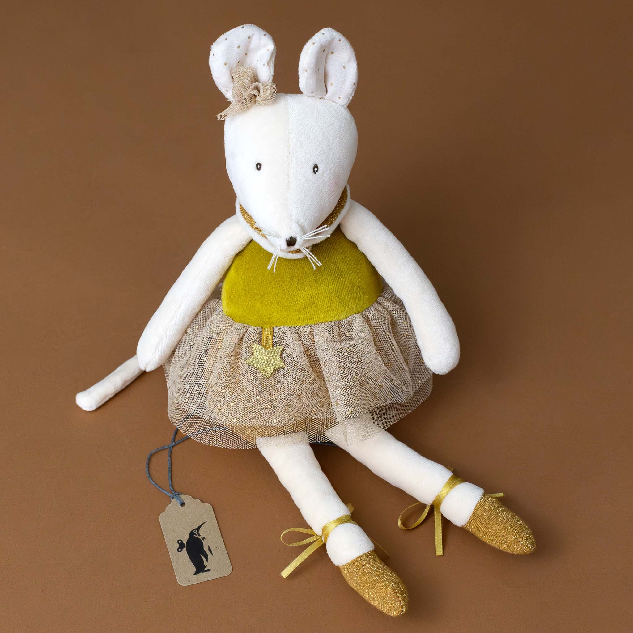 musical-dance-mouse-with-chartruse-velvet-leotard-and-gold-tulle-skirt-and-shoes