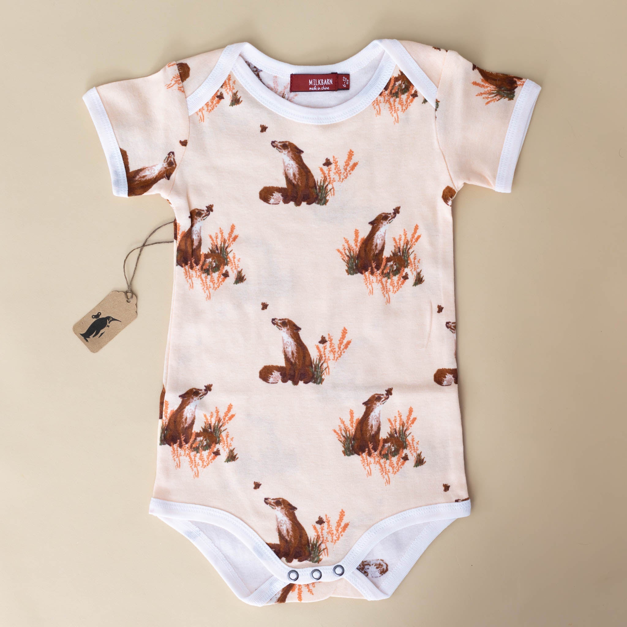 organic-cotton-short-sleeve-onesie-floral-fox-print-on-blush-pink