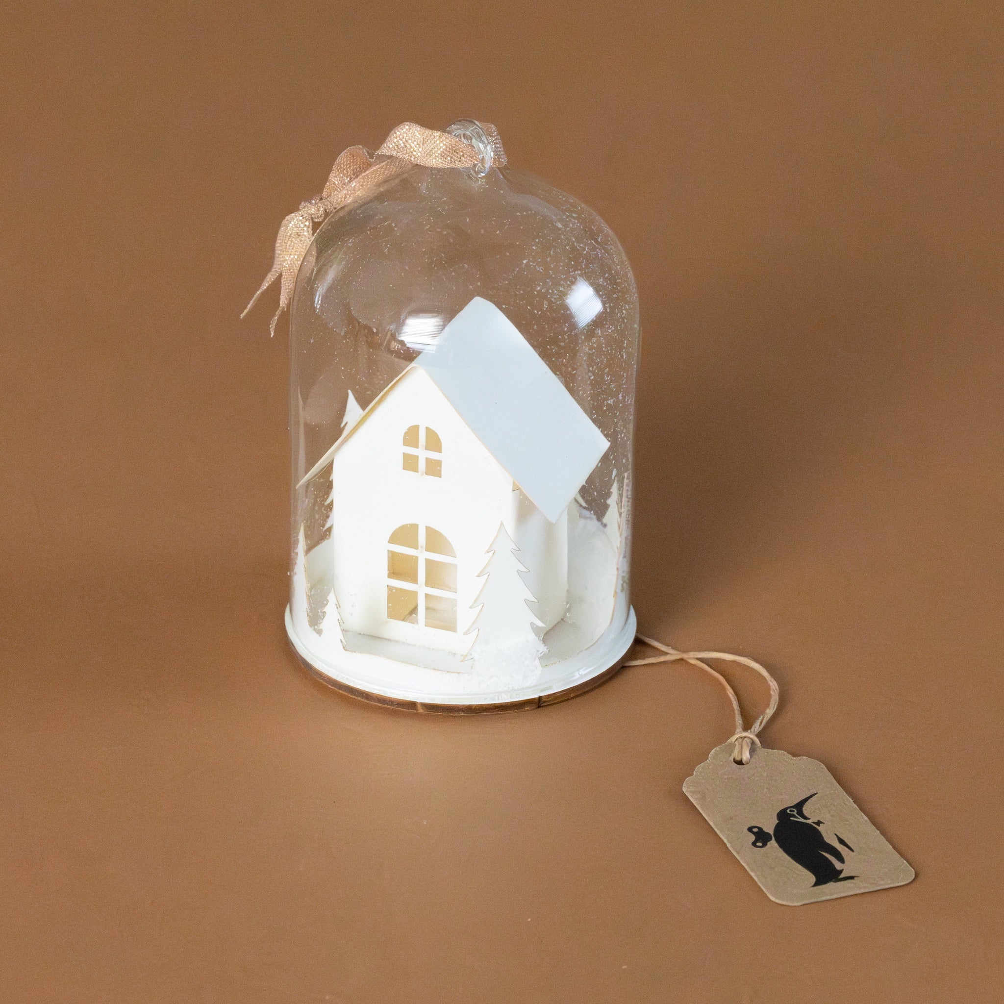 white-paper-house-ornament-with-glass-dome