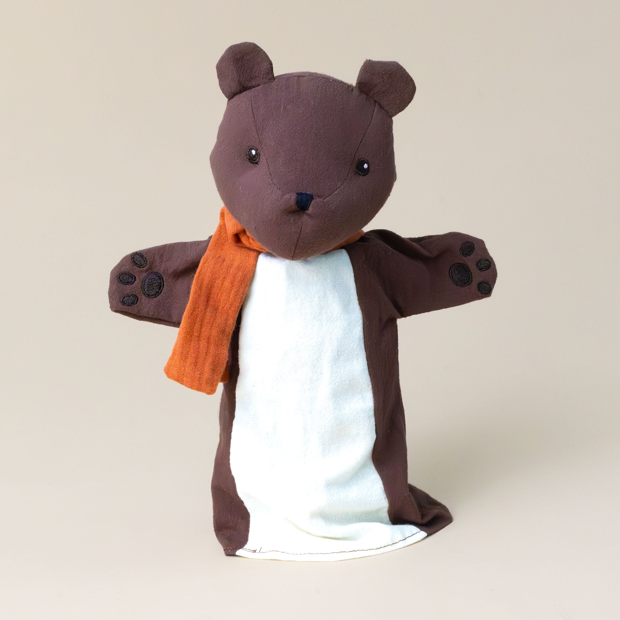 brown-petite-bear-hand-puppet-with-orange-scarf