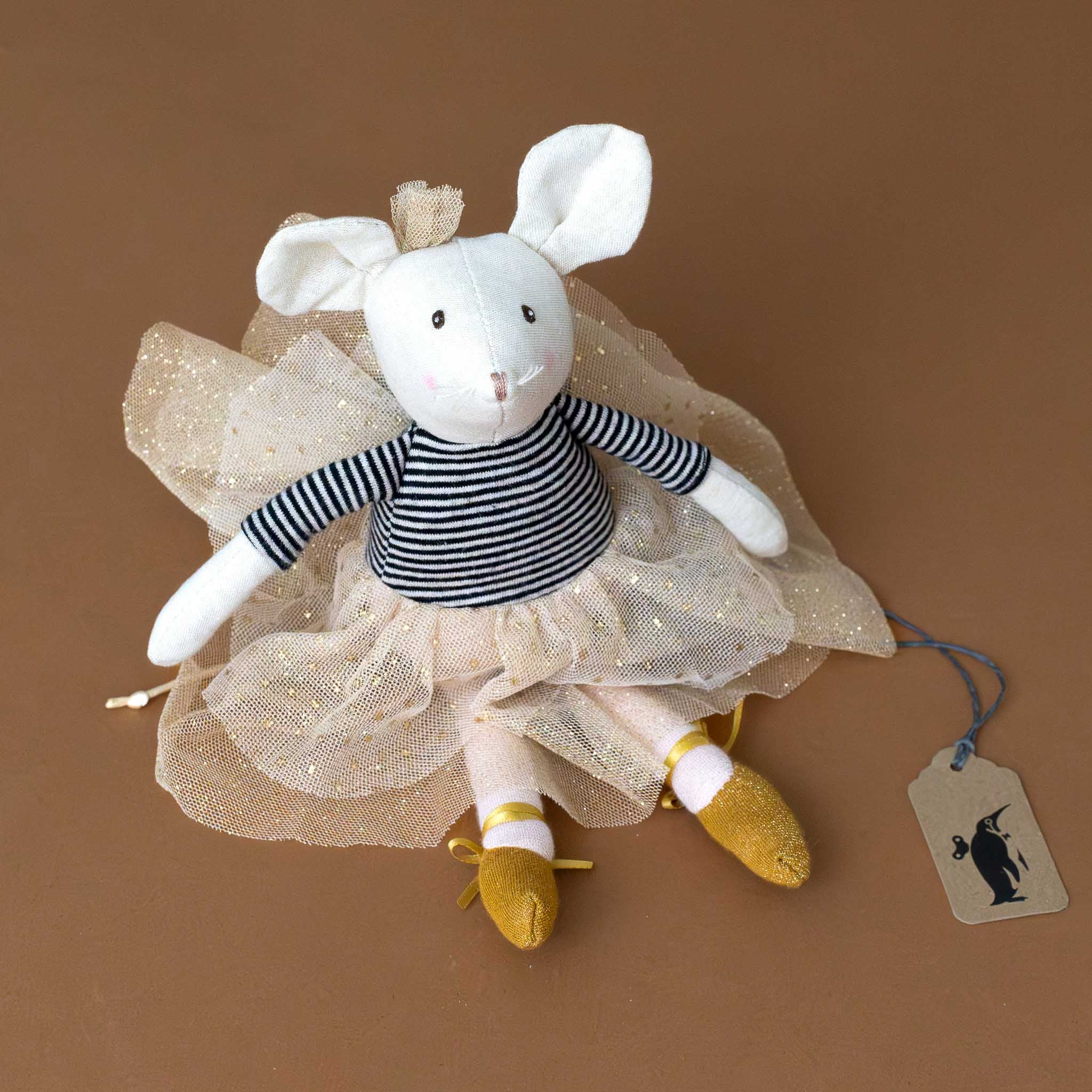 petite-dance-white-mouse-suzy-with-black-and-white-striped-top-and-blush-tulle-skirt-and-hairbow-and-gold-ballet-shoes