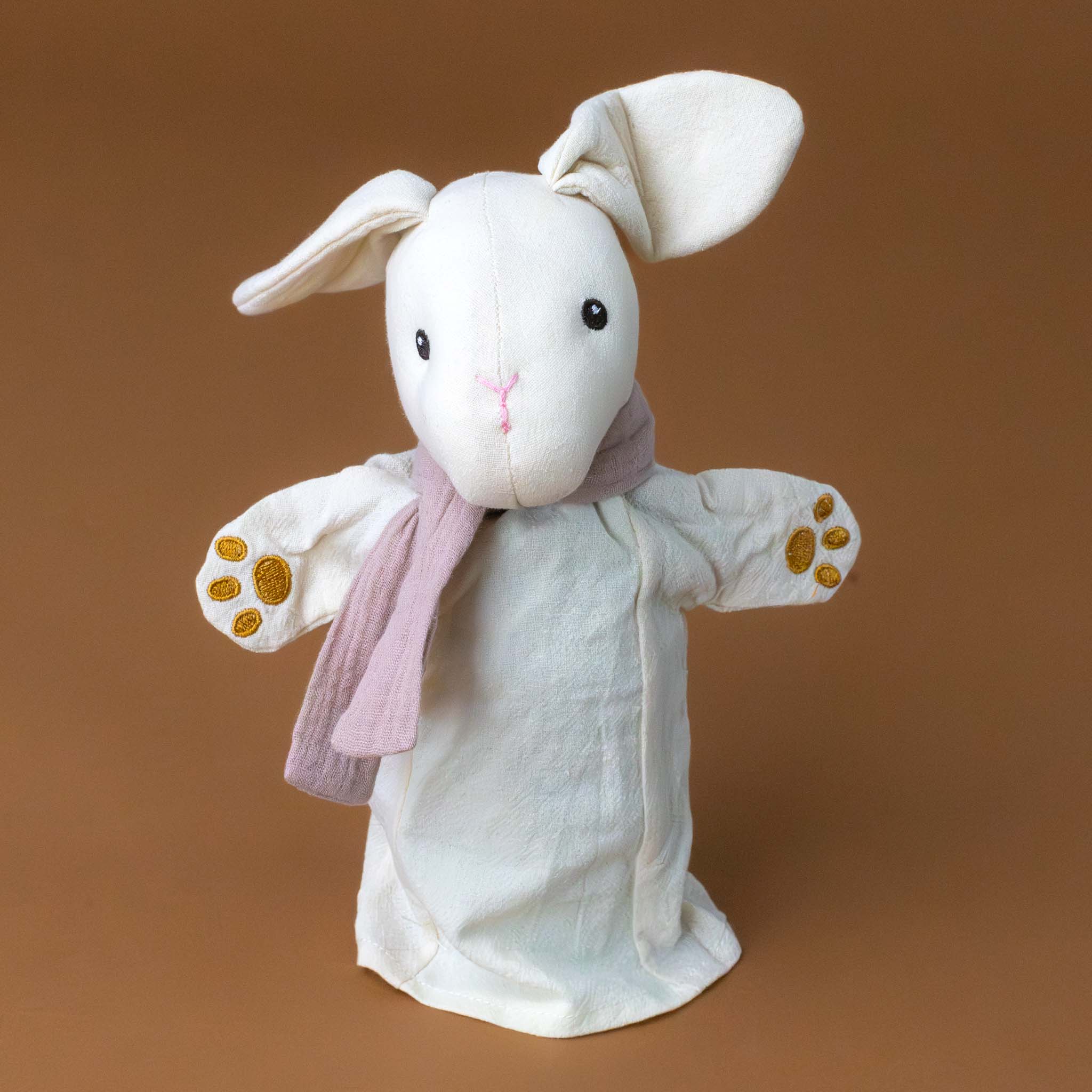 petite-cream-colored-rabbit-hand-puppet-with-embriodered-detail-and-mauve-scarf