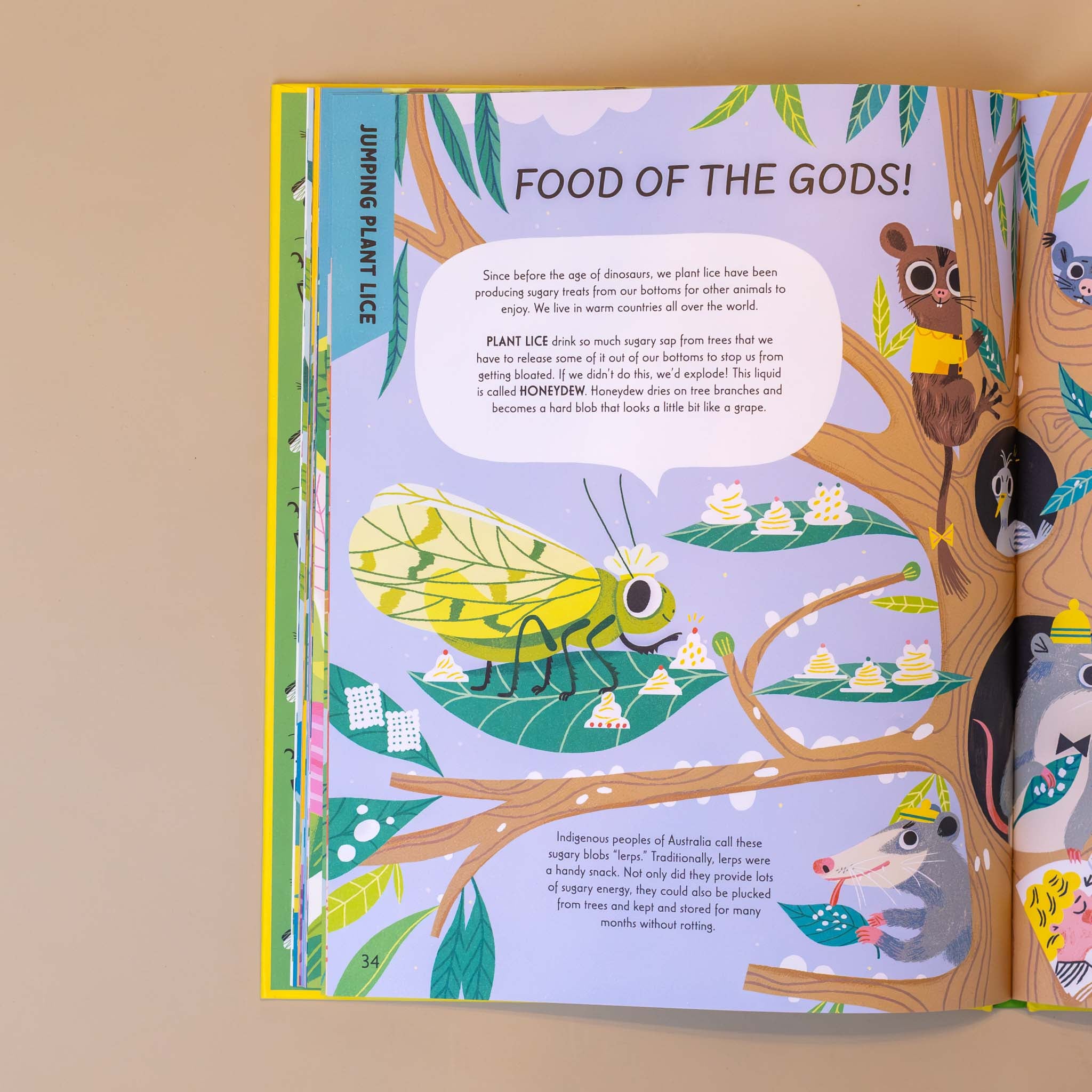 food-for-the-gods-with-tex-and-illustration-of-bugs-in-a-tree