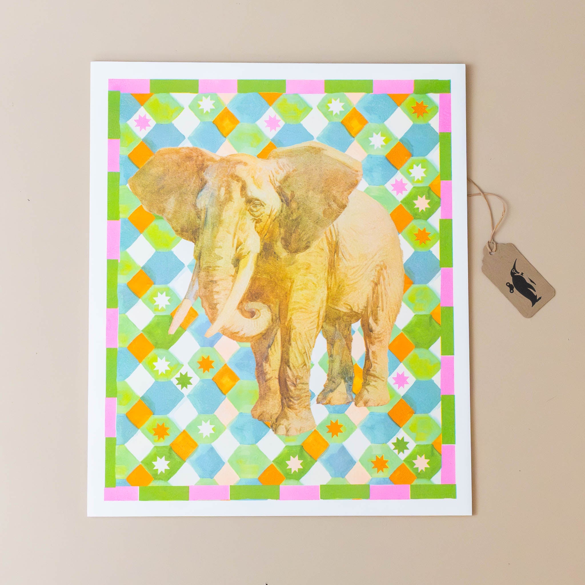 riso-print-elephant-on-colorful-geographic-background