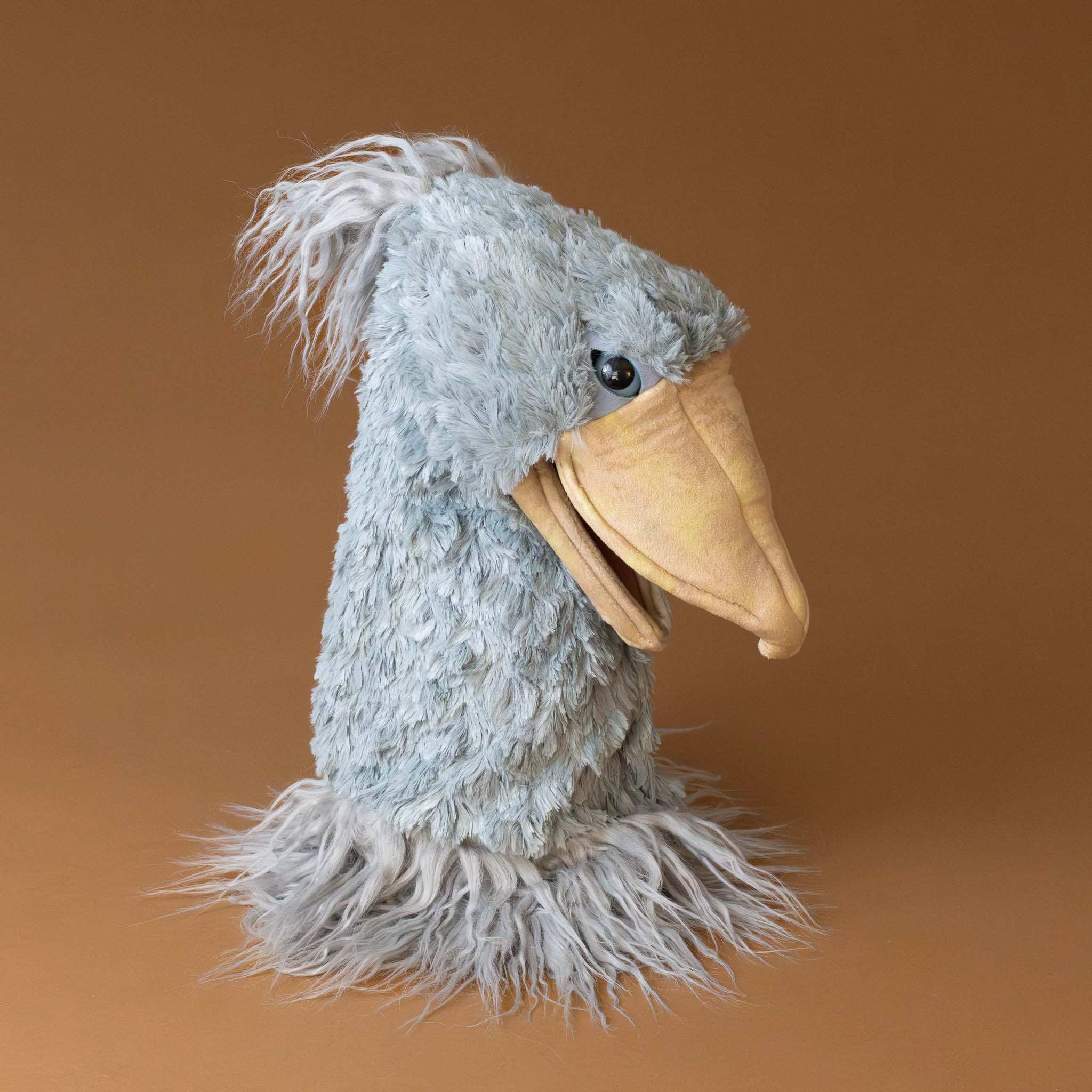 sherman-shoebill-stage-puppet-grey-body-and-yellow-orange-beak