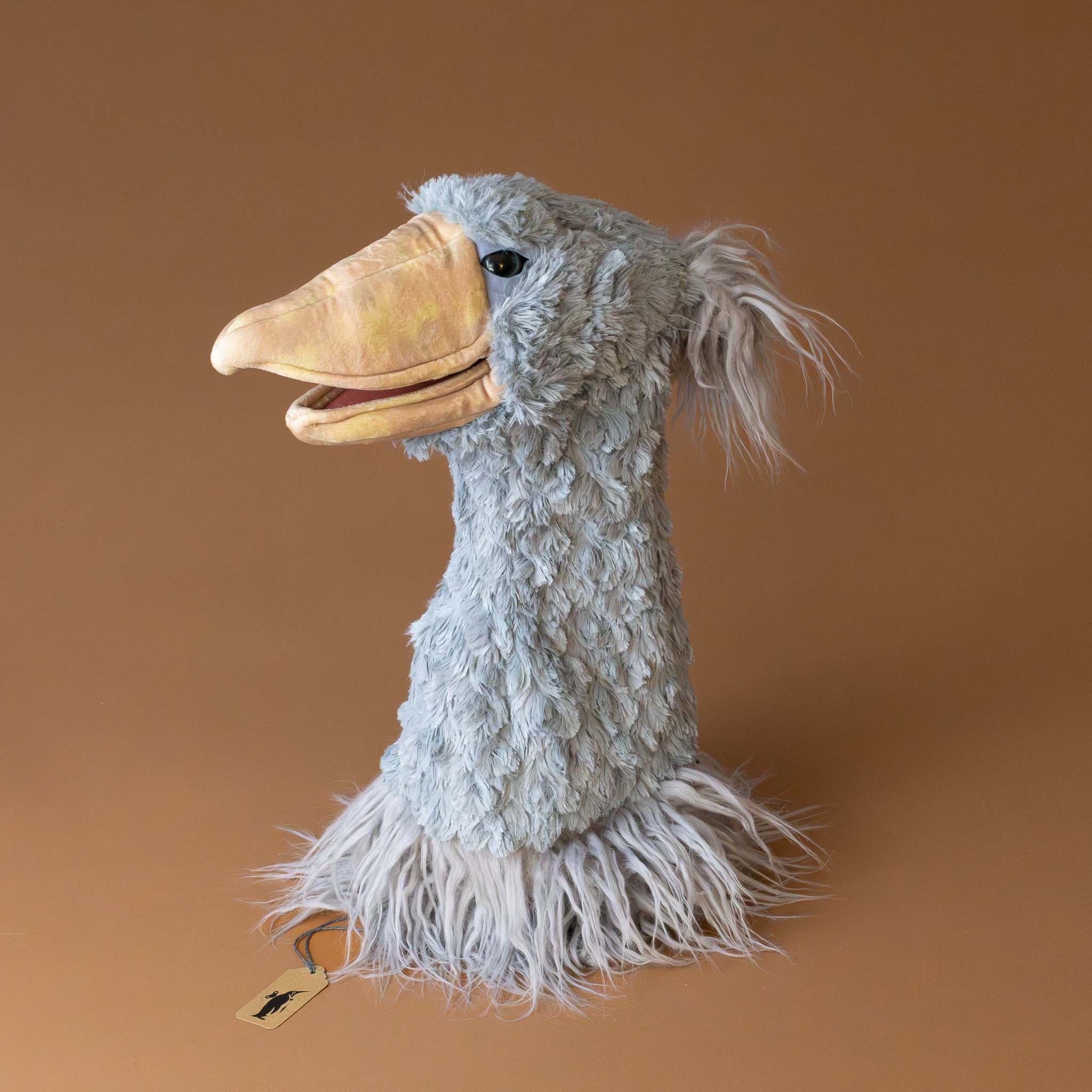 sherman-shoebill-stage-puppet-grey-body-and-yellow-orange-beak