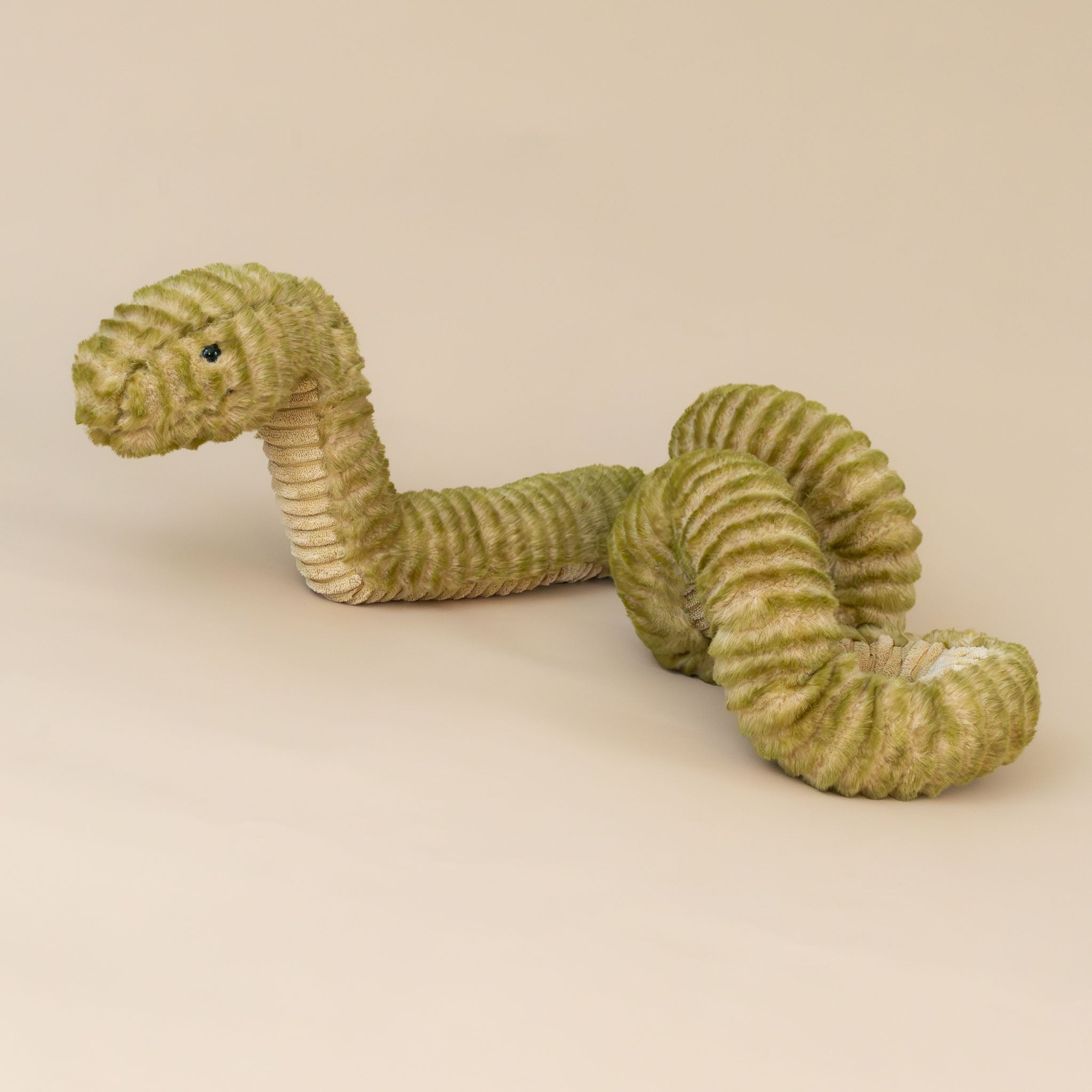 green-slither-snake-medium-with-ridged-fur-stretched-twisted-stuffed-toy