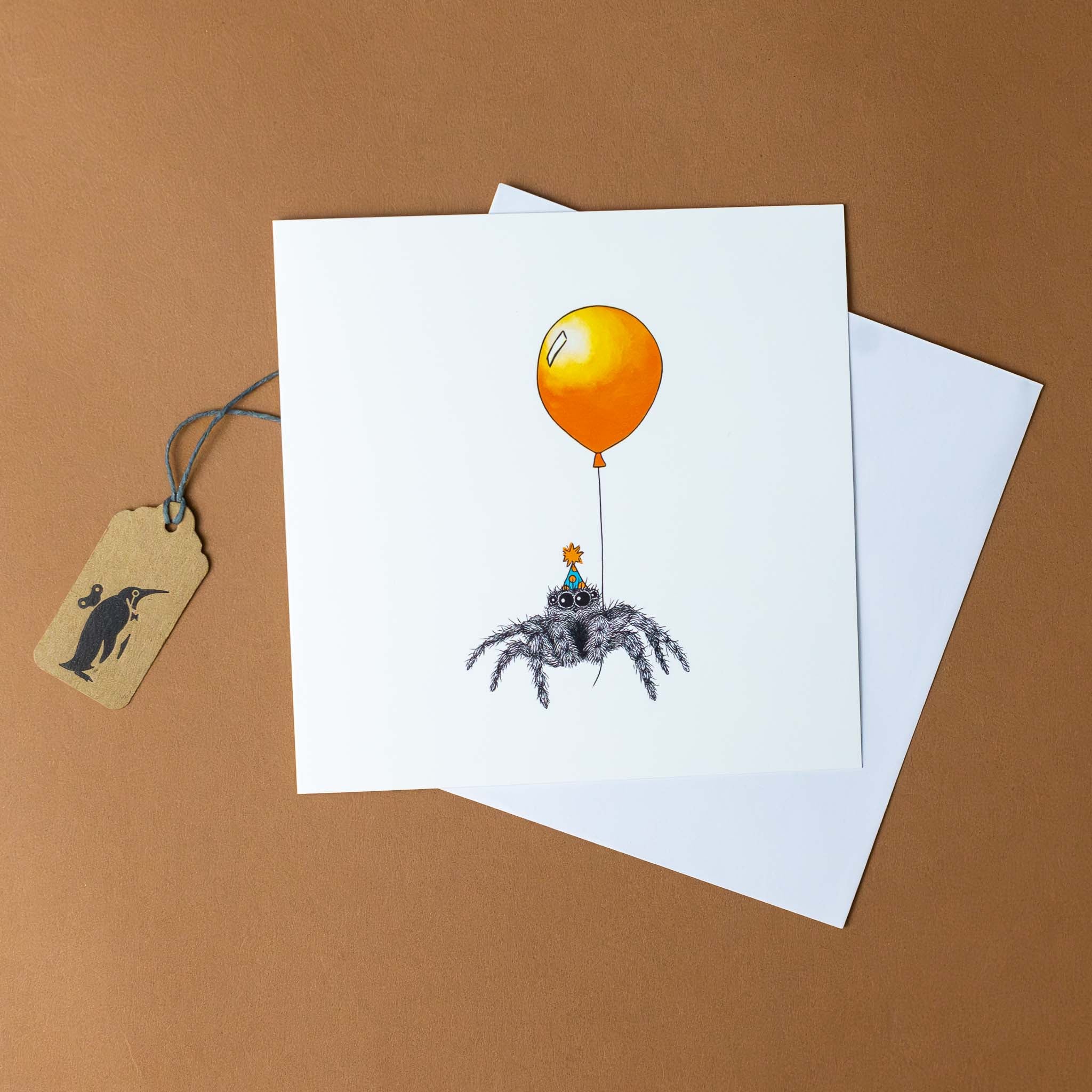 spidey-wishes-greeting-card-with-orange-balloon-and-party-hat