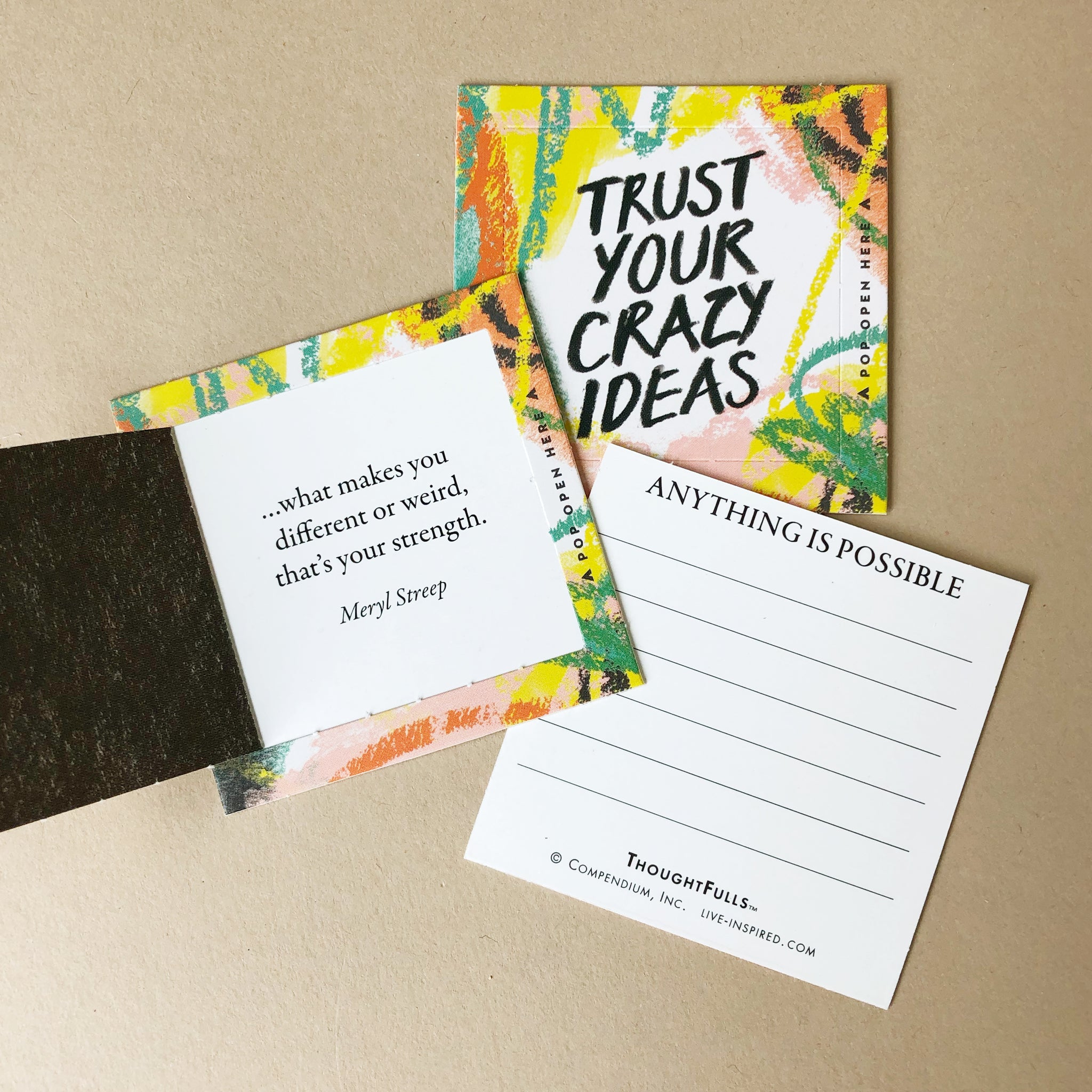 thoughtfulls-pop-open-cards-trust-your-crazy-ideas-example-card-what-makes-you-different-or-weird-thats-your-strength-meryl-strep-with-lined-space-tow=-write-note