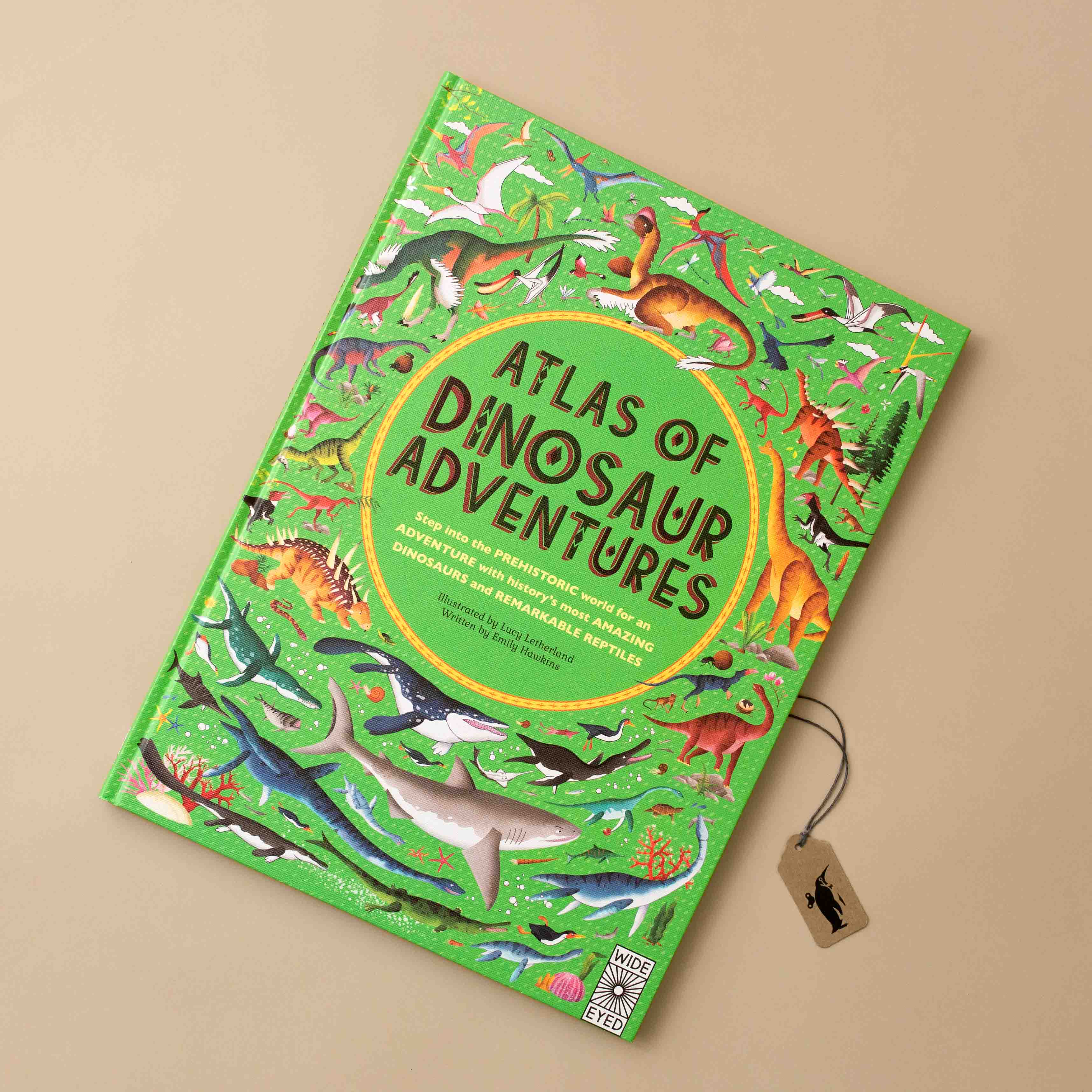 atlas-of-dinosaur-adventures-hardcover-book-green-front-illustrated-with-dinosaurs