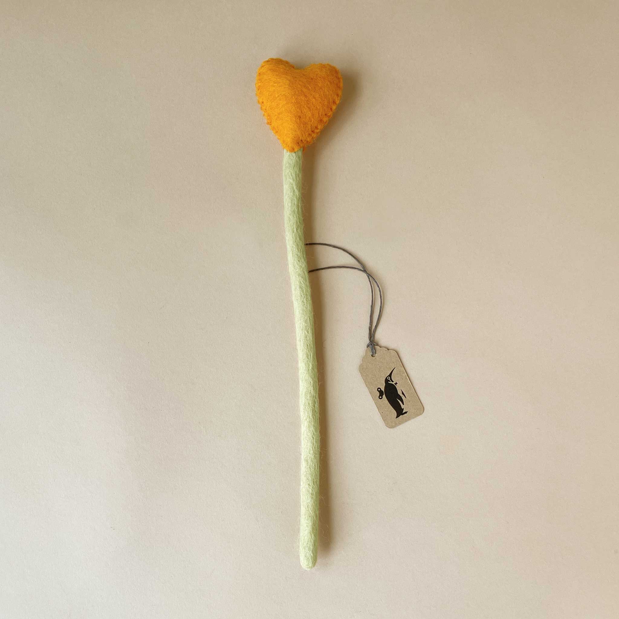 felted-heart-stem-orange-with-light-green-stem