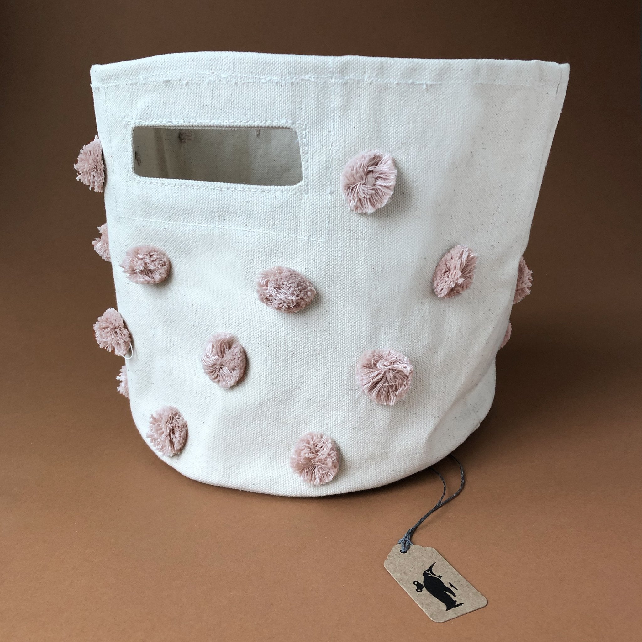 canvas-pint-storage-bin-with-blush-pom-poms