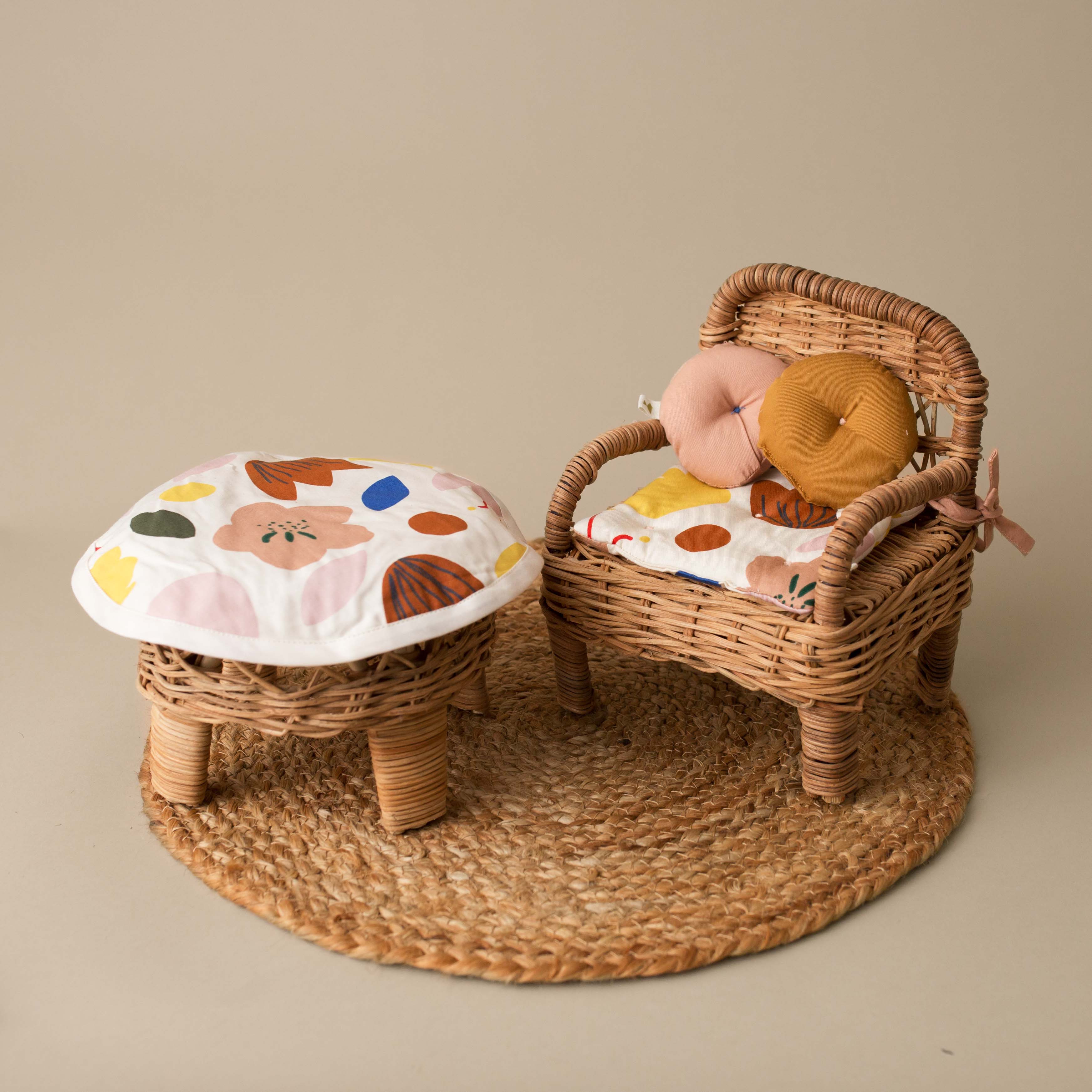 Rattan Doll Lounge Set - Dolls & Doll Accessories - pucciManuli