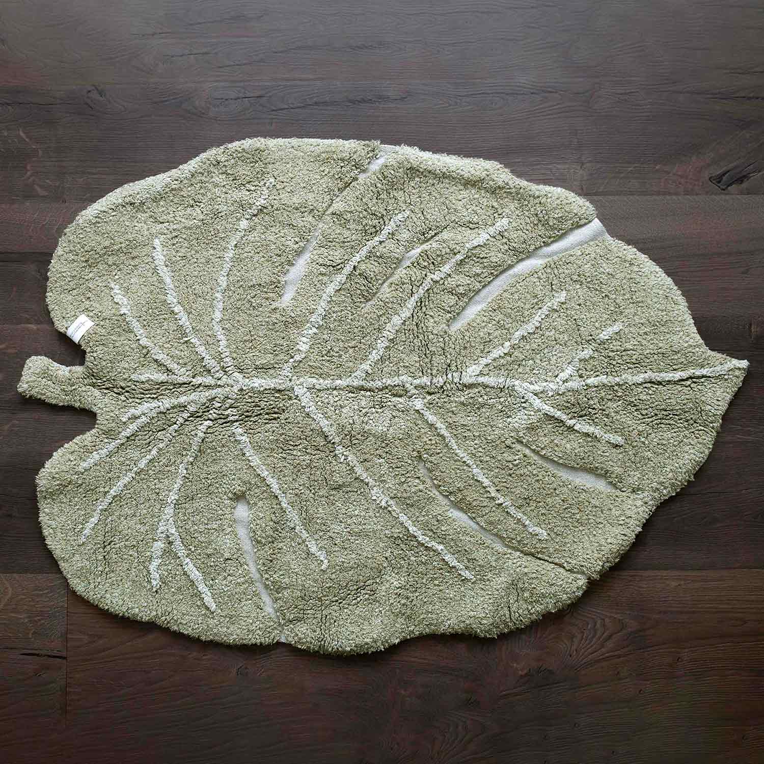 Washable Mini Monstera Rug | Olive - Home Decor - pucciManuli